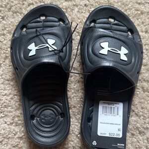 Under Armour Black Slide Sandals with Logo